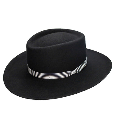 Fernandez y Roche Dallas Ribbon in Black Wool Gambler Hat Made in Spain in Black