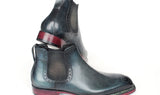 Paul Parkman Men's Norwegian Welted Burnished Leather Chelsea Boots in Blue