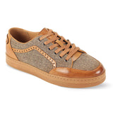 Giovanni Judd Leather & Tweed Dress Casual Sneakers in Tan Tweed
