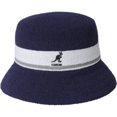 Kangol Bermuda Stripe Textured Bucket Hat in Navy #color_ Navy