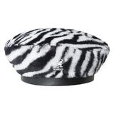 Kangol Faux Fur Beret in White / Zebra