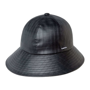 Kangol Faux Leather Rain Brim Casual Bucket Hat in Black #color_ Black