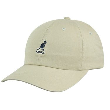 Kangol Washed Baseball Cap Adjustable Leather Backstrap in Khaki OSFM
