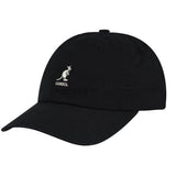 Kangol Washed Baseball Cap Adjustable Leather Backstrap in Black OSFM