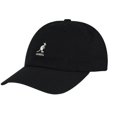 Kangol Washed Baseball Cap Adjustable Leather Backstrap in Black OSFM
