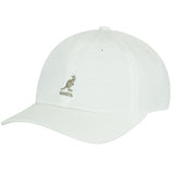 Kangol Washed Baseball Cap Adjustable Leather Backstrap in White OSFM