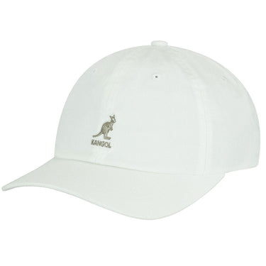 Kangol Washed Baseball Cap Adjustable Leather Backstrap in White OSFM