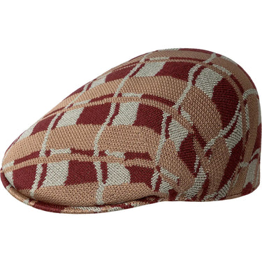 Kangol Wavy Pane 507 Ivy Cap in Cranberry / Oil Green #color_ Cranberry / Oil Green