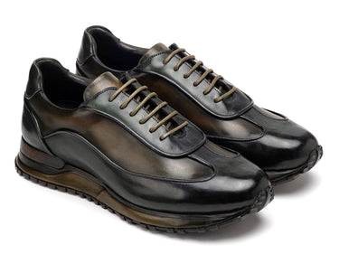Paul Parkman Men's Patina Leather Sneakers in Green