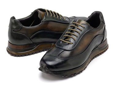 Paul Parkman Men's Patina Leather Sneakers in Green