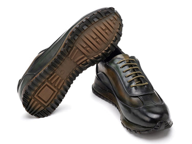 Paul Parkman Men's Patina Leather Sneakers in Green