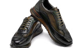 Paul Parkman Men's Patina Leather Sneakers in Green