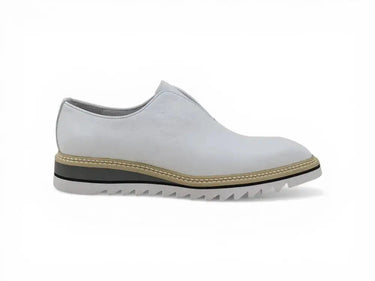 Carrucci Shoes Laceless Loafer Contrast Sole in White