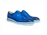 Carrucci Shoes Laceless Loafer Contrast Sole in Blue