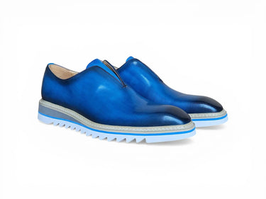 Carrucci Shoes Laceless Loafer Contrast Sole in Blue