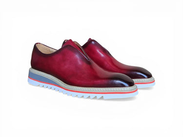 Carrucci Shoes Laceless Loafer Contrast Sole in Burgundy