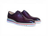 Carrucci Shoes Laceless Loafer Contrast Sole in Purple