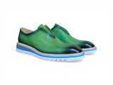 Carrucci Shoes Laceless Loafer Contrast Sole in Green