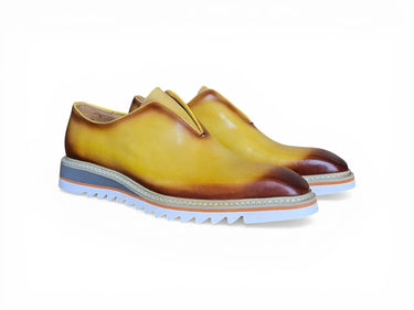 Carrucci Shoes Laceless Loafer Contrast Sole in Yellow