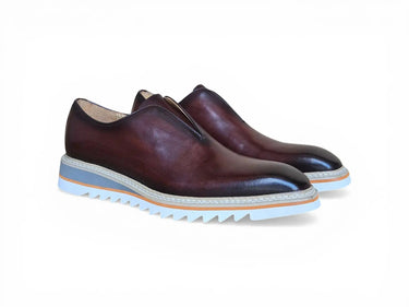 Carrucci Shoes Laceless Loafer Contrast Sole in Chestnut