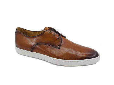 Carrucci Shoes Leather Derby Dress Sneaker in Cognac 10.5