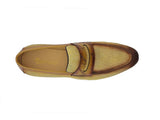 Carrucci Shoes Life Style Penny Loafer With Leather Trim in Mustard