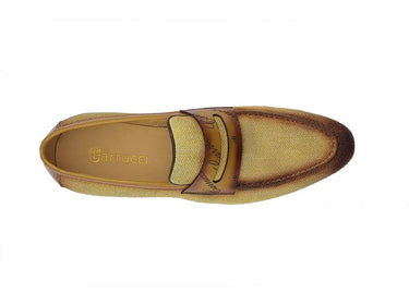 Carrucci Shoes Life Style Penny Loafer With Leather Trim in Mustard