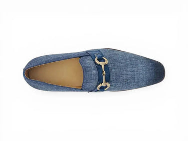 Carrucci Shoes Linen Loafer Gold Buckle Slip-On