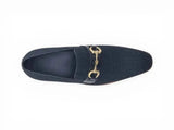 Carrucci Shoes Linen Loafer Gold Buckle Slip-On