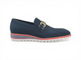 Carrucci Shoes Linen Loafer Gold Buckle Slip-On in Black