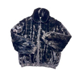 Calvere Furs Men's Reversible Diamond Mink and Leather Jacket with Full Skin Mink Collar in Black