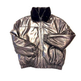 Calvere Furs Men's Reversible Diamond Mink and Leather Jacket with Full Skin Mink Collar in Black