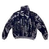 Calvere Furs Men's Reversible Diamond Mink and Leather Jacket with Full Skin Mink Collar in Black