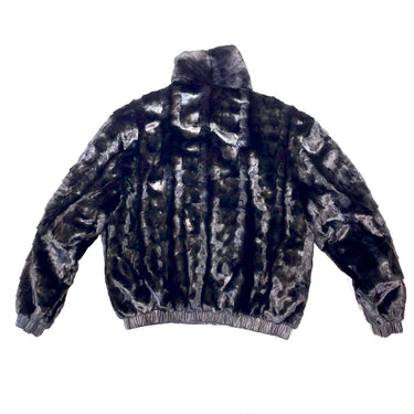 Calvere Furs Men's Reversible Diamond Mink and Leather Jacket with Full Skin Mink Collar in Black