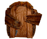 Calvere Furs Men's Reversible Diamond Mink and Leather Jacket with Full Skin Mink Collar in Whiskey