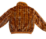 Calvere Furs Men's Reversible Diamond Mink and Leather Jacket with Full Skin Mink Collar in Whiskey