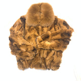 Calvere Furs Men's Fox Bomber Jacket with Full Skin Fox Collar in Whiskey