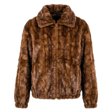 Calvere Furs Men's Diamond Mink Jacket with Detachable Hood in Whiskey
