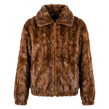 Calvere Furs Men's Diamond Mink Jacket with Detachable Hood in Whiskey