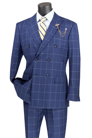 Vinci Blue Modern Fit Double Breasted Suit - MDW-1
