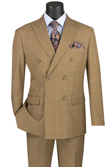 Vinci Camel Modern Fit Double Breasted Suit - MDW-1