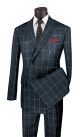 Vinci Black Modern Fit Double Breasted Suit - MDW-1