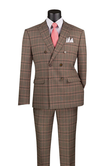 Vinci Brown Modern Fit Double Breasted Suit - MDW-2