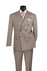 Vinci Double Breasted Modern Fit Suit in Light Taupe - MDW-2