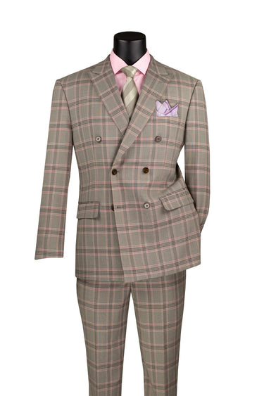 Vinci Light Taupe Modern Fit Double Breasted Suit - MDW-2
