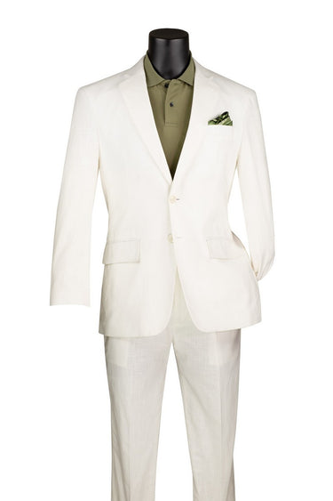 Vinci White Slim Fit Dress Pants - OMLC-1