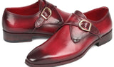 Paul Parkman Men's Single Monkstrap Leather Dress Shoes in Burgundy