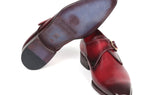 Paul Parkman Men's Single Monkstrap Leather Dress Shoes in Burgundy