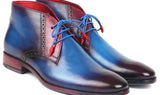 Paul Parkman Men's Leather Chukka Boots in Blue & Purple in Blue & Purple