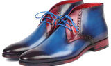 Paul Parkman Men's Leather Chukka Boots in Blue & Purple